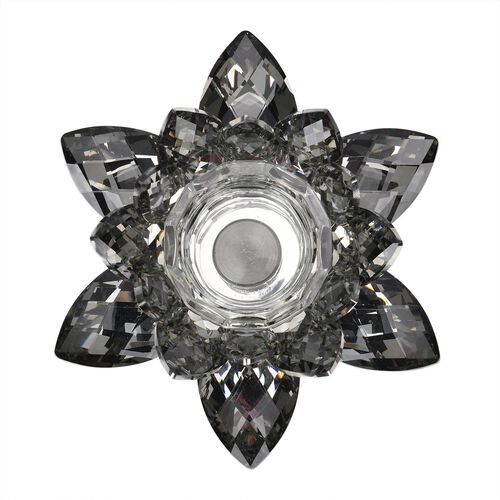 Kristall Lotusblume Kerzenständer mit Drehsockel, schwarz image number 0
