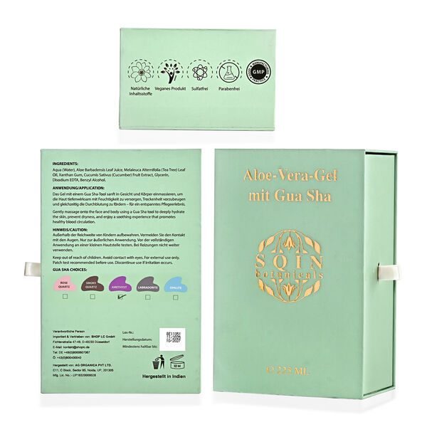 SQIN Botanicals - Aloe Vera Gel Set mit Amethyst Gua Sha, 225ml image number 8