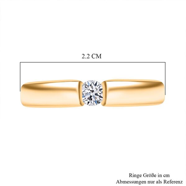 LUXURIANT VS-EF Labor Diamant Ring, 925 Silber 750 Gelbgold Vermeil - 0,15 ct. image number 6