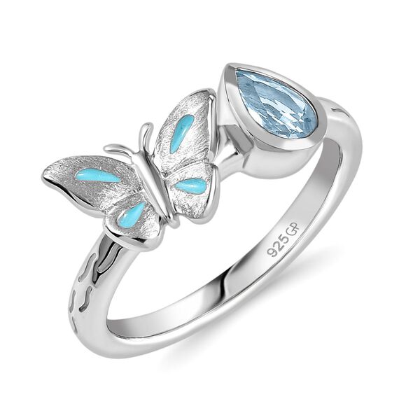 GP Trionfo Kollektion - Himmelblauer Topas, Kanchanaburi Blauer Saphir Ring, 925 Silber rhodiniert (Größe 18.00) ca. 0.55 ct image number 5