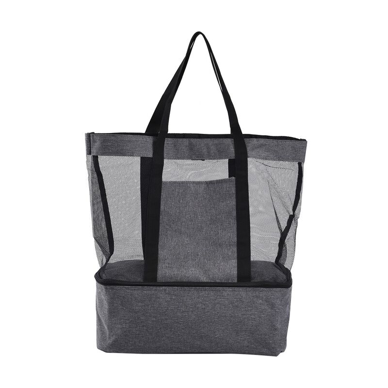 Zweistöckige Netz-Einkaufstasche mit Kühlfach, grau image number 0