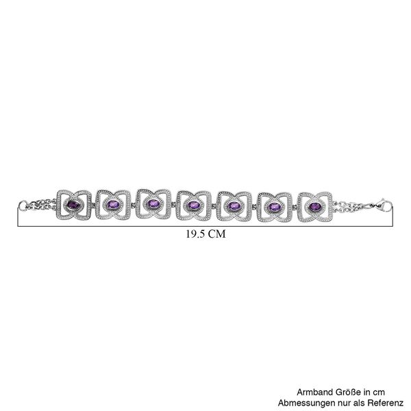 Afrikanischer Amethyst Armband ca. 19 cm Edelstahl ca. 3.41 ct image number 5