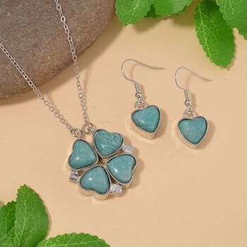 Amazonit und hellblaues Kristall 2-Wege-Schmuckset