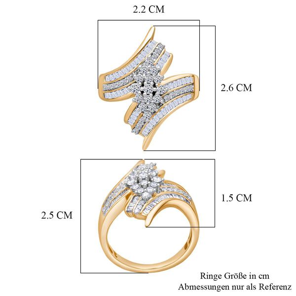 LUXURIANT SGL zertifizierter SI-GH Labor Diamant Ring, 925 Silber 750 Gelbgold Vermeil - 1 ct. image number 7