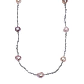 AA Mehrfarbige Süßwasser Perle, Labradorit Halskette ca. 60 cm 925 Silber rhodiniert