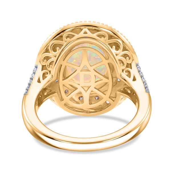 D'Joy AAA Nat&uuml;rlicher, &auml;thiopischer Welo Opal, Wei&szlig;er Zirkon Ring 925 Silber 750 Gelbgold vermeil (Gr&ouml;&szlig;e 17.00) ca. 3,12 ct image number 5