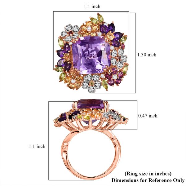 GP Italienische Garten Kollektion - AAA Rose De France Amethyst, Afrikanischer Amethyst Ring 925 Silber 750 Roségold Vermeil (Größe 19.00) ca. 17.45 ct image number 5