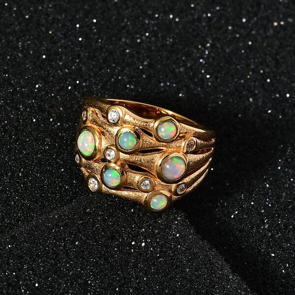 AA nat&uuml;rlicher, &auml;thiopischer Welo Opal und Zirkon-Ring - 0,93 ct. image number 3