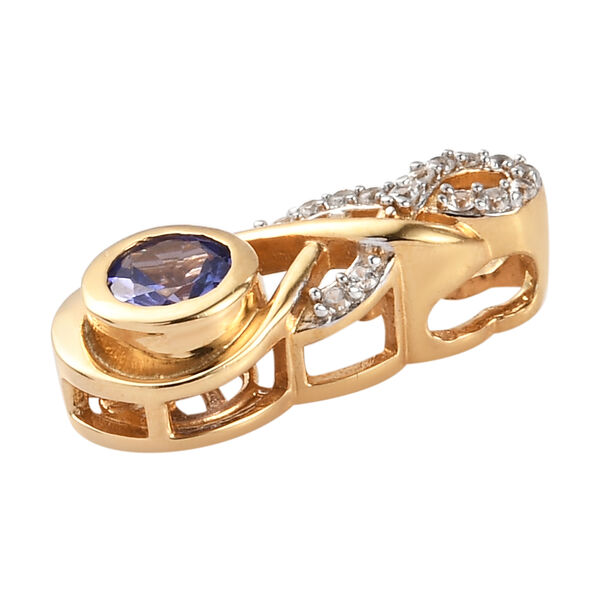 Tansanit und Zirkon Anh&auml;nger 925 Silber vergoldet ca. 0,54 ct image number 4