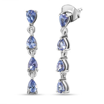 Tansanit-Ohrringe, 925 Silber platiniert ca. 1,26 ct