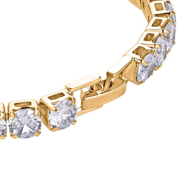 Weißer Zirkonia Armband ca. 19 cm Nickelfreies Messing, Goldfarben image number 3