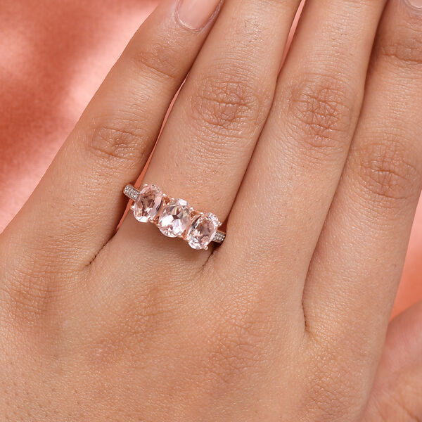 AAA Marropino Morganit und weißer Zirkon-Ring, 925 Silber Roségold Vermeil  ca. 2,44 ct image number 3