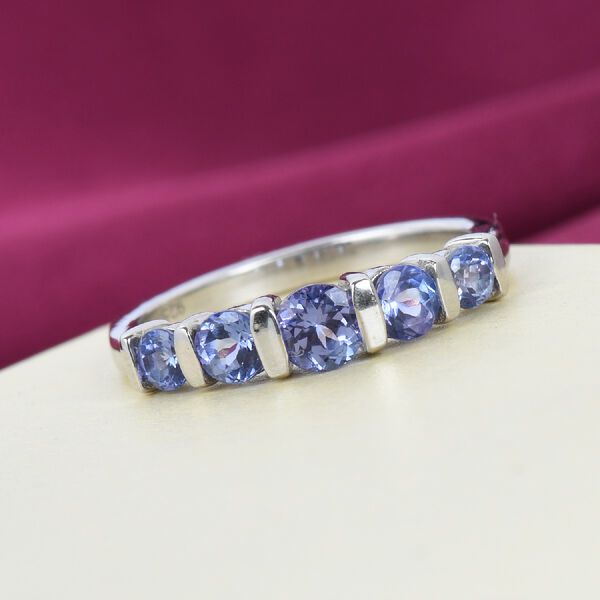 Tansanit 5 Stein Ring 925 Silber Platin-&Uuml;berzug image number 2