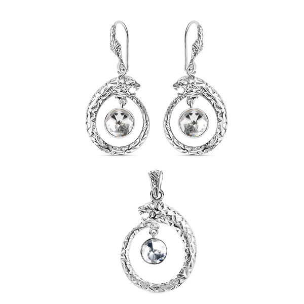 Royal Bali Kollektion - Moissanit Panther Anhänger und Ohrringe image number 0