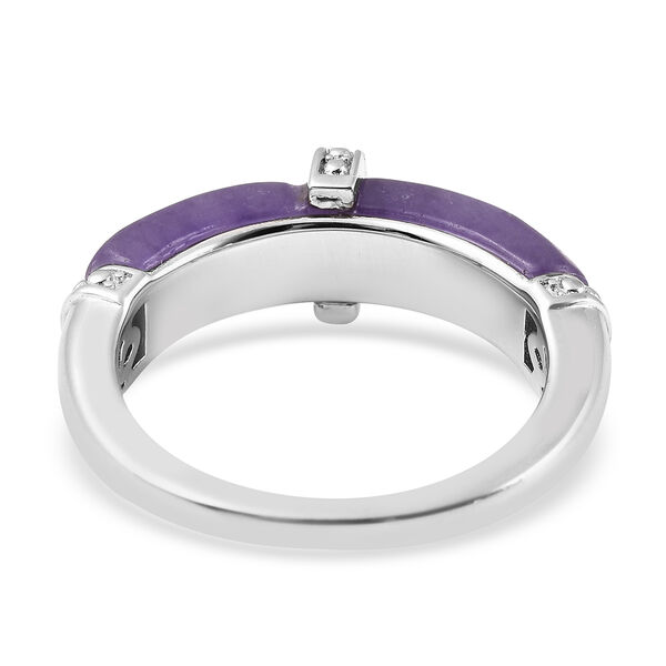 Lila Jade und Zirkon Ring 925 Silber Rhodium-Überzug image number 5