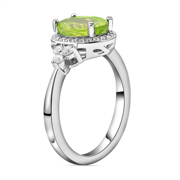 Nat&uuml;rlicher Peridot und Zirkon-Halo-Ring, 925 Silber rhodiniert, 3,15 ct. image number 5