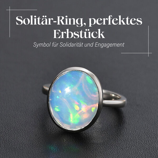 AAAA Natürlicher, äthiopischer Welo Opal Ring in 950 Platin - 5,27 ct. image number 2