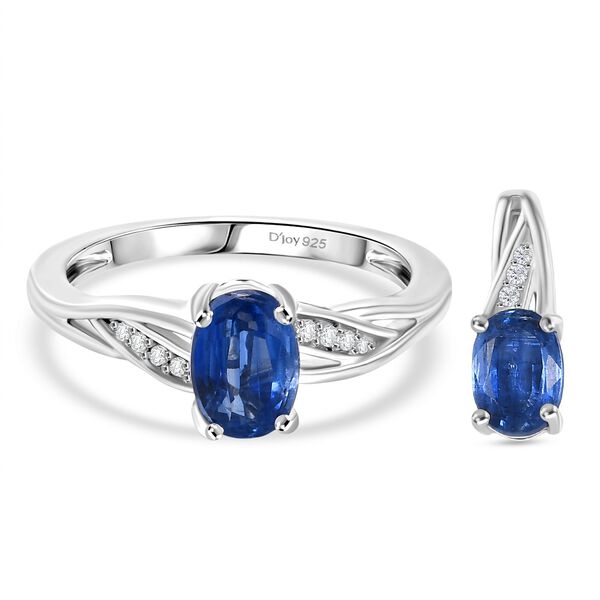 D'Joy 2er-Set AA Nat&uuml;rliches Kaschmir Kyanit und Zirkon Schmuckset - 3,17 ct.