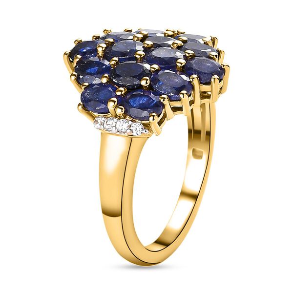 Masoala Saphir und wei&szlig;er Zirkon Ring, 925 Silber vergoldet (Gr&ouml;&szlig;e 17.00) ca. 4,02 ct image number 5