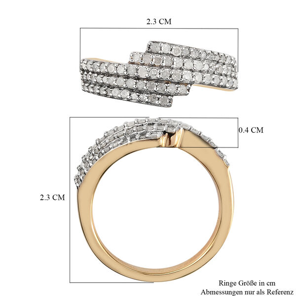 Diamant Bypass Ring 925 Silber Gelbgold Vermeil image number 7