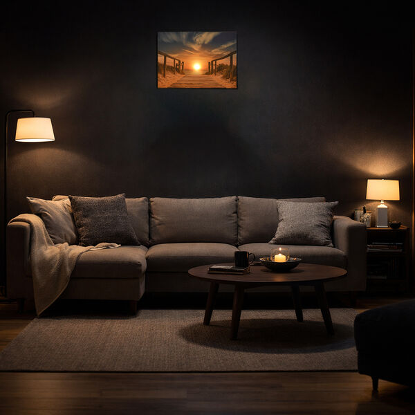 LIVMORE Sonnenuntergang Strand Motiv LED Wandbild mit integrierter Lampe 30 x 40 cm image number 3