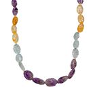 Aquamarin, Afrikanischer Amethyst, Citrin Halskette ca. 45 cm 925 Silber 750 Gelbgold Vermeil ca. 130,00 ct.