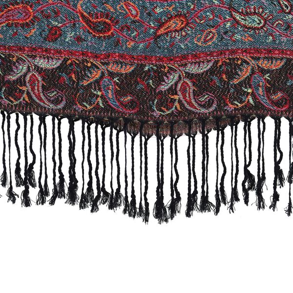 Schal mit Quasten und mehrfarbigem Paisleymuster, 70x180 cm, Schwarz image number 3