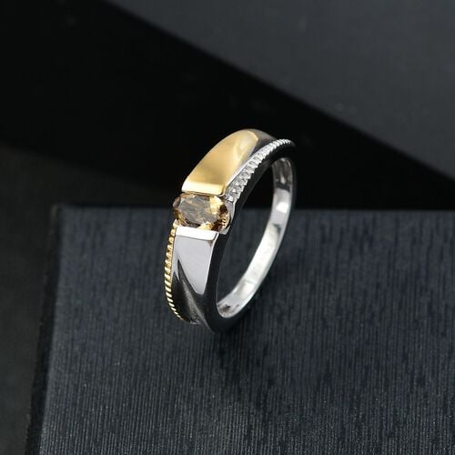 D’joy AA Natürlicher goldener Tansanit Ring 925 Silber platiniert und vergoldet (Größe 16.00) ca. 0,43 ct image number 1