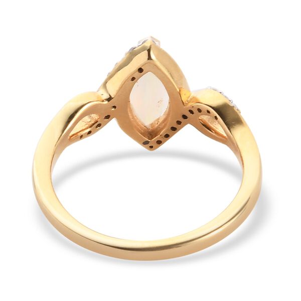 Nat&uuml;rlicher &Auml;thiopischer Opal und Zirkon Ring 925 Silber 585 vergoldet image number 5