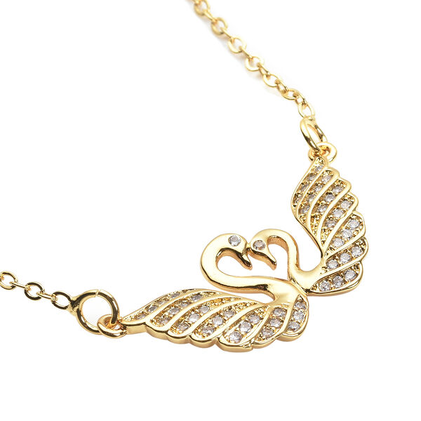 Wei&szlig;e Zirkonia Schwan-Halskette, ca. 43 cm, goldfarben ca. 0,08 ct image number 4