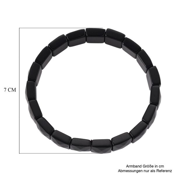 Schwarzer Glasachat Armband Flexibles (ca. 17-18.5 cm) ca. 120,00 ct. image number 4