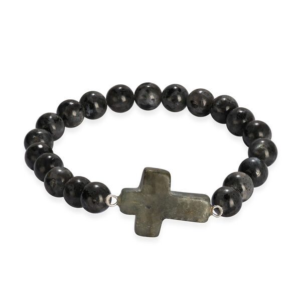 "Livmore  Set of 2 Labrodorite Gemstone Cross  With Bracelet With Cross Charm Size - 3 Inch  Weight - 46 Gm Color- Sky Blue" image number 5