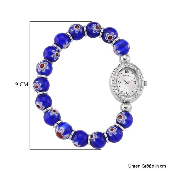 STRADA flexible blaue Armbanduhr im Murano-Stil, Japanisches Uhrwerk image number 7