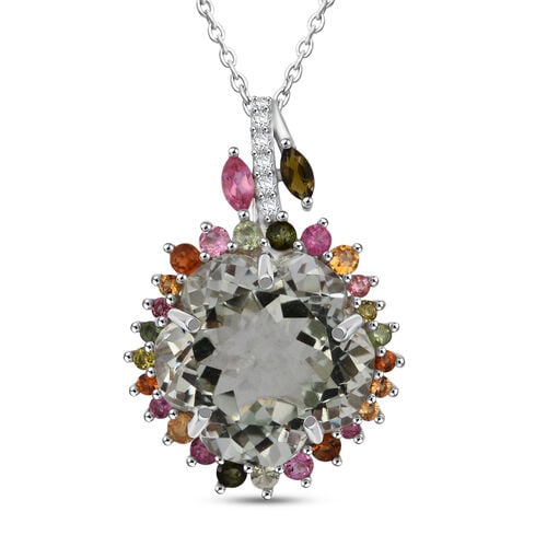 AA Prasiolite, Mehrfarbig-Turmalin Schmuckset 925 Silber rhodiniert ca. 11,17 ct. image number 0
