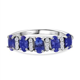 Tansanit, Moissanit Ring 925 Silber rhodiniert (Größe 17.00) (10-15 Werktage Lieferzeit) ca. 1.20 ct