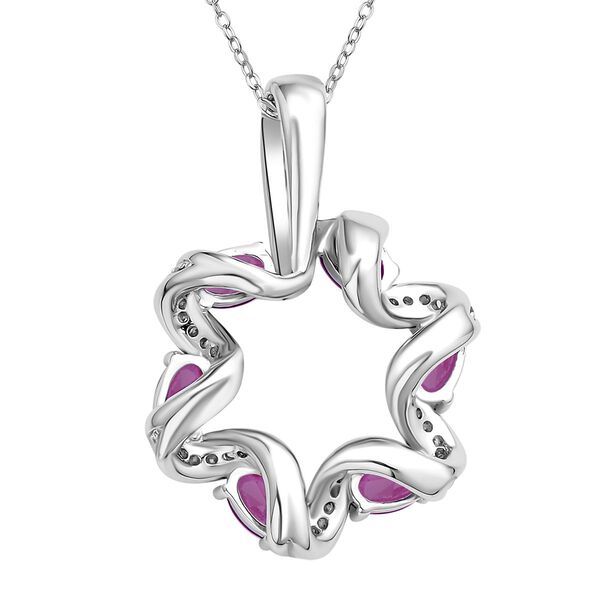 Rosaner und wei&szlig;er Zirkonia Anh&auml;nger mit Kette, Messing image number 5