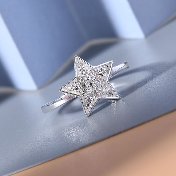 Wei&szlig;er Simulierter Diamant Stern Ring 925 Silber  ca. 0,31 ct image number 2