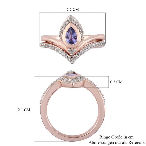 Tansanit und Zirkonia 2er-Set Ringe in Silber image number 7