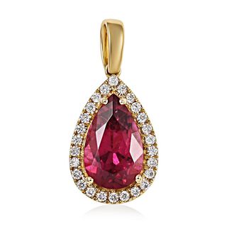 Iliana - AAA Rubellit und weißer Diamant-Anhänger, 750 Gold ca. 2.70 ct
