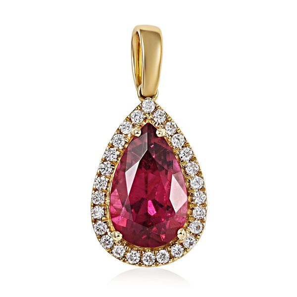 ILIANA AAA Rubellit und Diamant Anh&auml;nger in 750 Gelbgold - 2,70 ct.