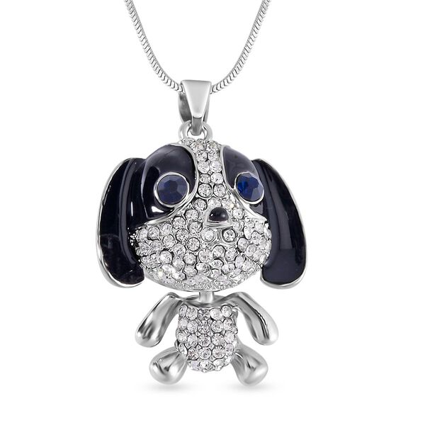 Blauer Kristall, Wei&szlig;er Kristall Halskette ca. 70 cm  emailliert