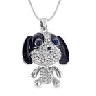 Blauer Kristall, Weißer Kristall Halskette ca. 70 cm emailliert