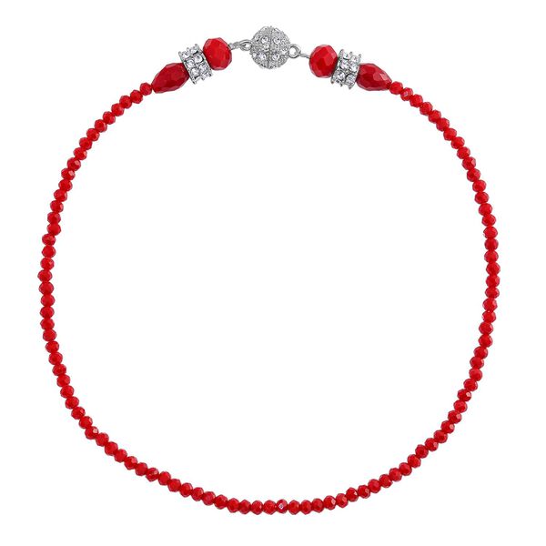 Mehrreihiges rotes Kristallperlen-Schmuckset image number 3