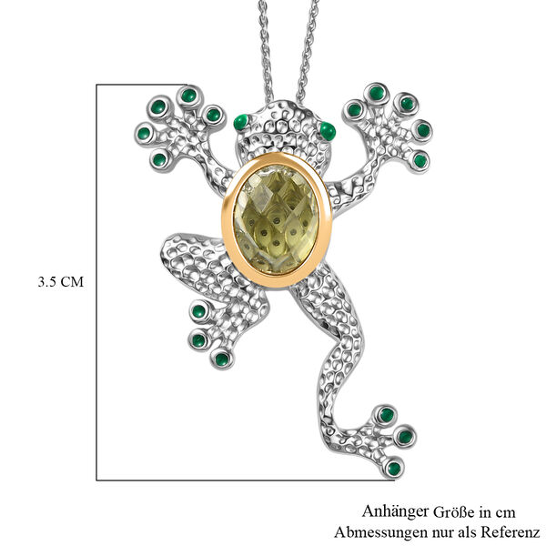 GP Trionfo Kollektion- AAA Ouro Verde Quarz und Kanchanaburi blauer Saphir zweifarbiger Anh&auml;nger mit 50cm Kette - 3,07 ct. image number 8