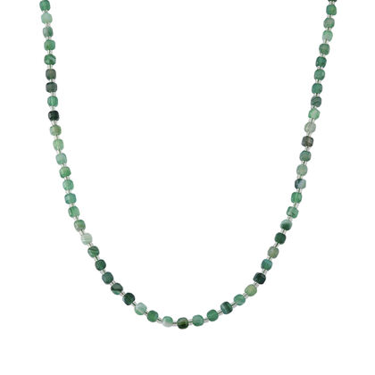 Gr&uuml;ner Achat, Glas Halskette ca. Flexibles cm 316L Edelstahl 85.00 ct