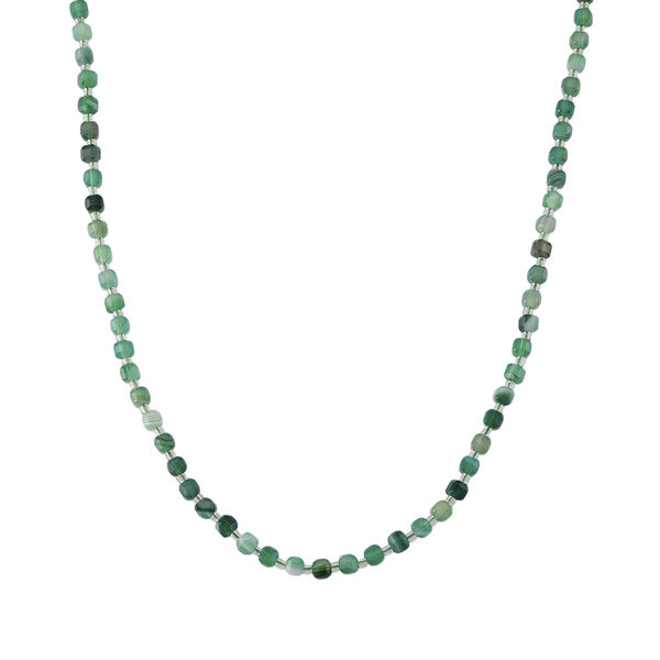 Gr&uuml;ner Achat, Glas Halskette ca. Flexibles cm 316L Edelstahl 85.00 ct