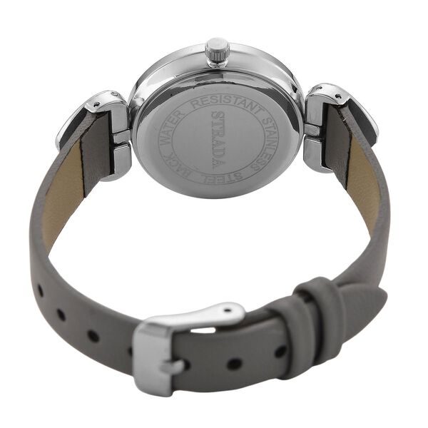 STRADA Uhr mit PC21S Japan-Uhrwerk, Edelstahl-Mesh-Armband, Graufarben mit Kristallzifferblatt,, Grau image number 6