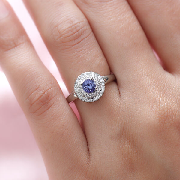Tansanit und Zirkon-Ring, 925 Silber platiniert  ca. 0,90 ct image number 3