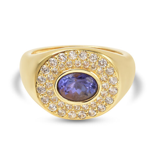 Tansanit und Zirkon-Ring, 925 Silber Gelbgold Vermeil  ca. 2,23 ct image number 0