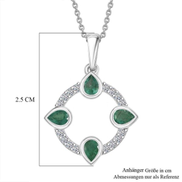 LUXURIANT DIAMOND - AAA Kagem Sambischer Smaragd, Lab Grown Diamant Schmuckset ca. 50 cm 925 Silber Rhodiniert ca. 0,68 ct. image number 6